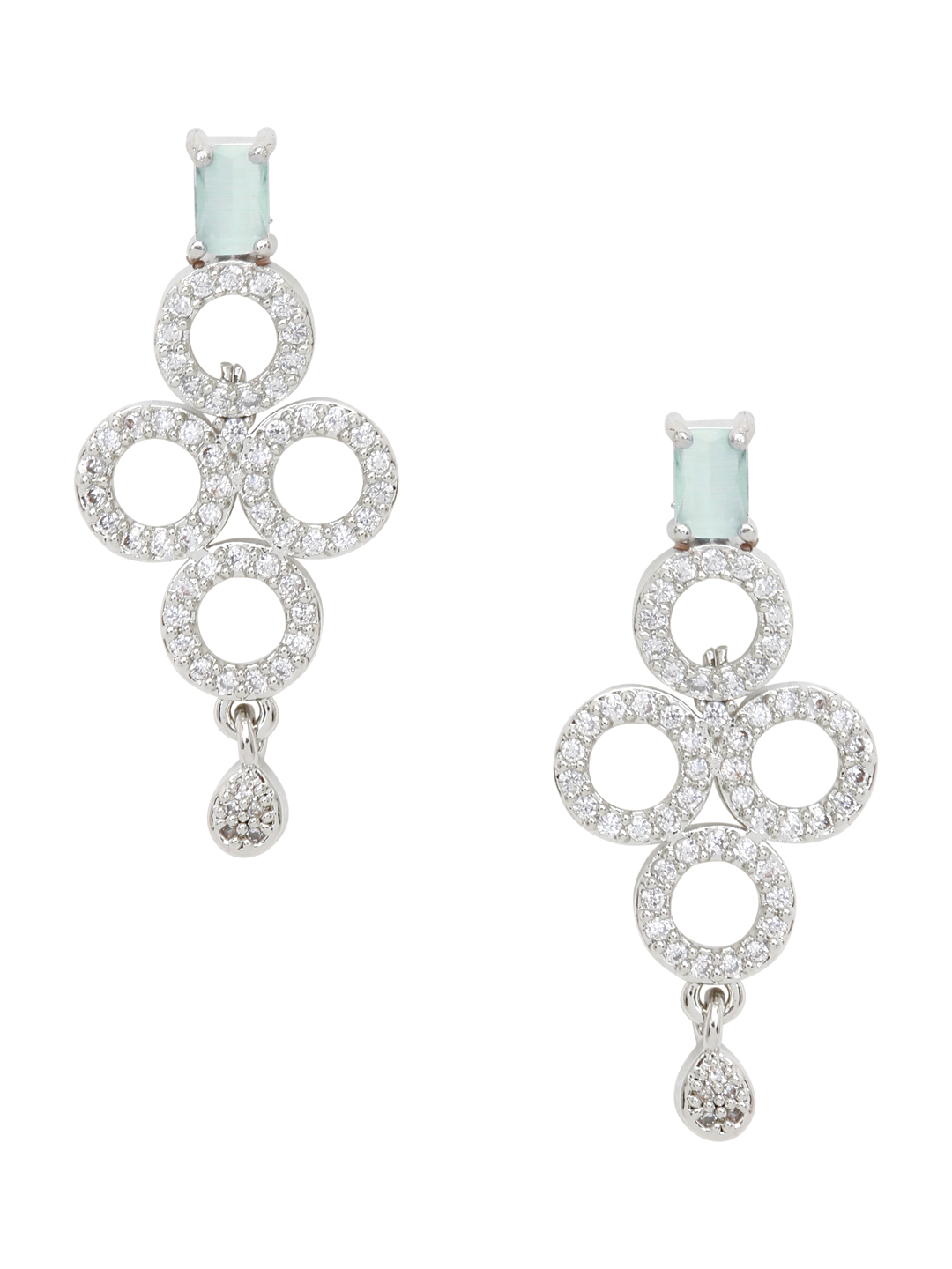 YouBella Jewellery Celebrity Inspired American Diamond Necklace Jewellery Set with Earrings for Girls and Women (Silver) (YBNK_50544)