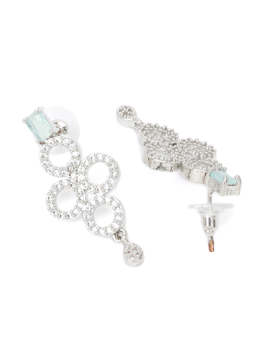 YouBella Jewellery Celebrity Inspired American Diamond Necklace Jewellery Set with Earrings for Girls and Women (Silver) (YBNK_50544)