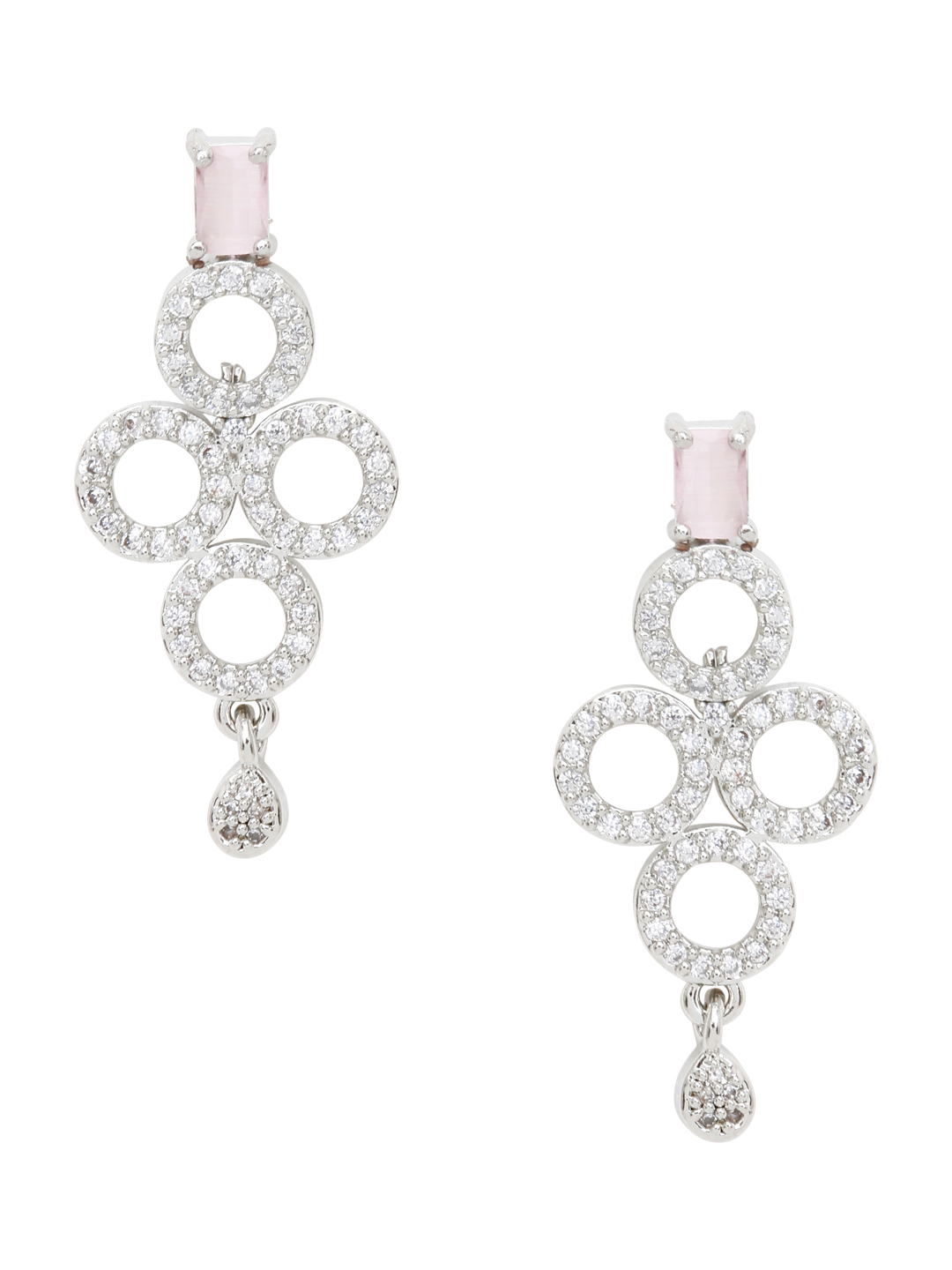YouBella Jewellery Celebrity Inspired American Diamond Necklace Jewellery Set with Earrings for Girls and Women (Pink) (YBNK_50545)