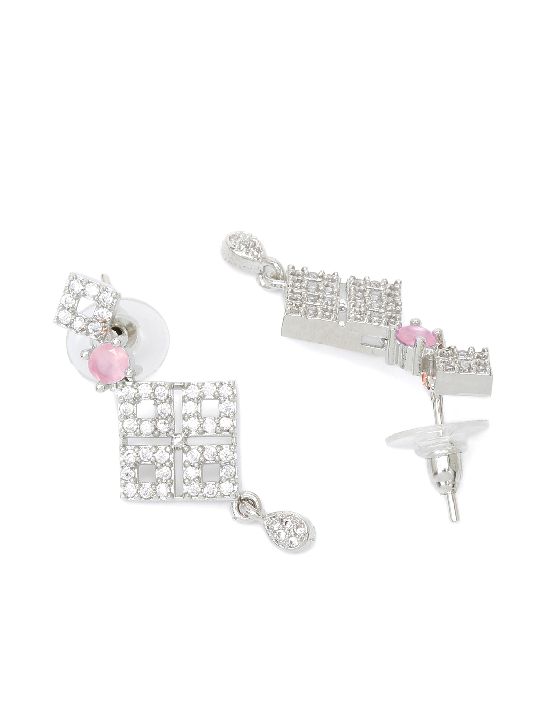 YouBella Jewellery Celebrity Inspired American Diamond Necklace Jewellery Set with Earrings for Girls and Women (Pink) (YBNK_50548)