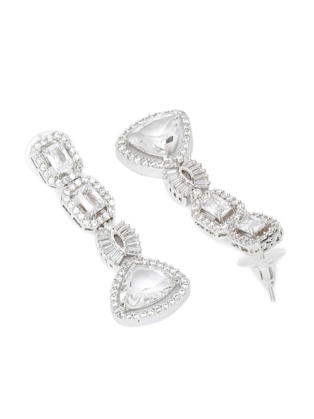 YouBella Jewellery Celebrity Inspired American Diamond Necklace Jewellery Set with Earrings for Girls and Women (Silver) (YBNK_50550)
