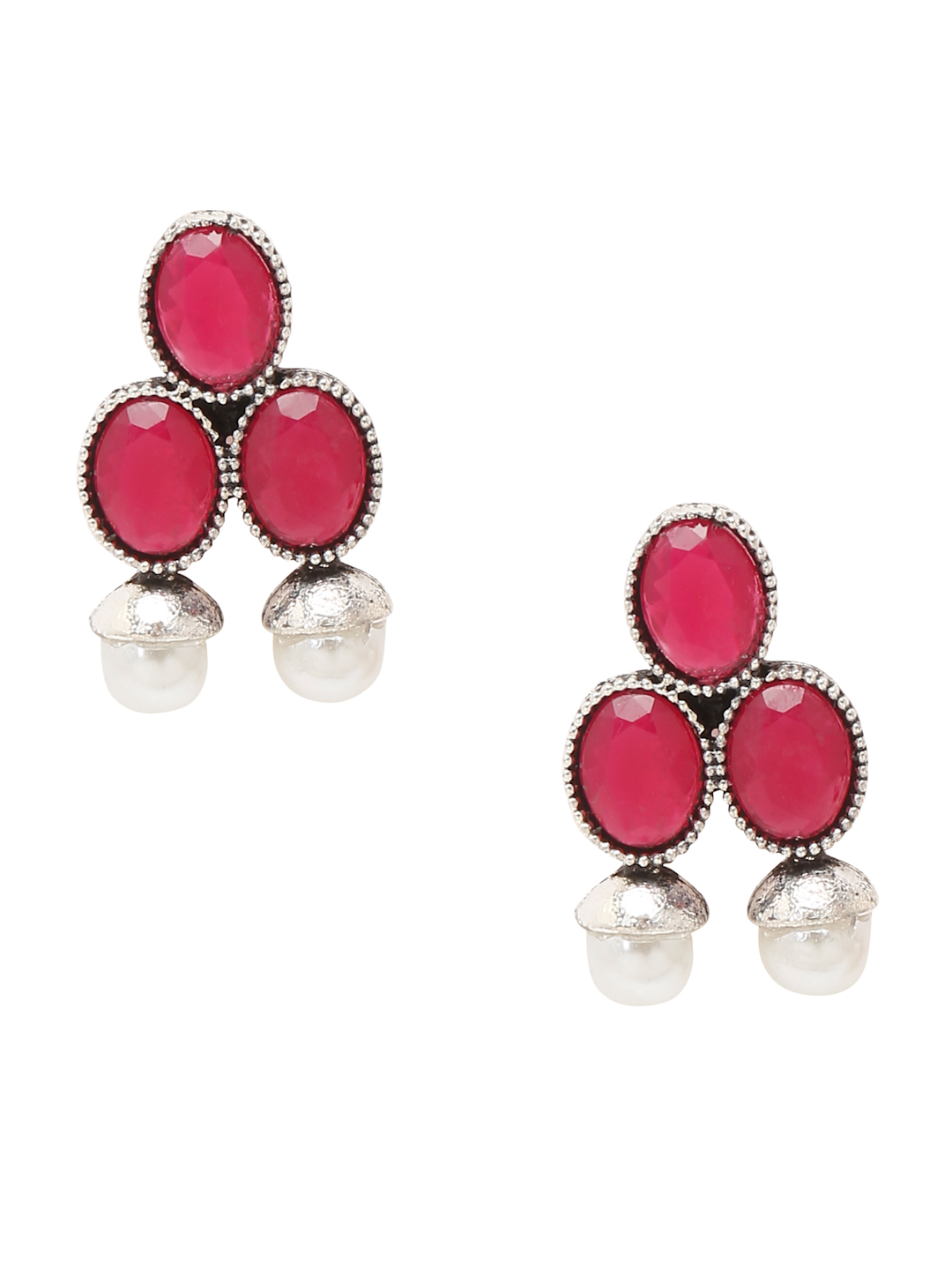 YouBella Jewellery Set for Women Oxidised Silver TradItional Necklace Jewellery Set with Earrings for Girls and Women (Pink)