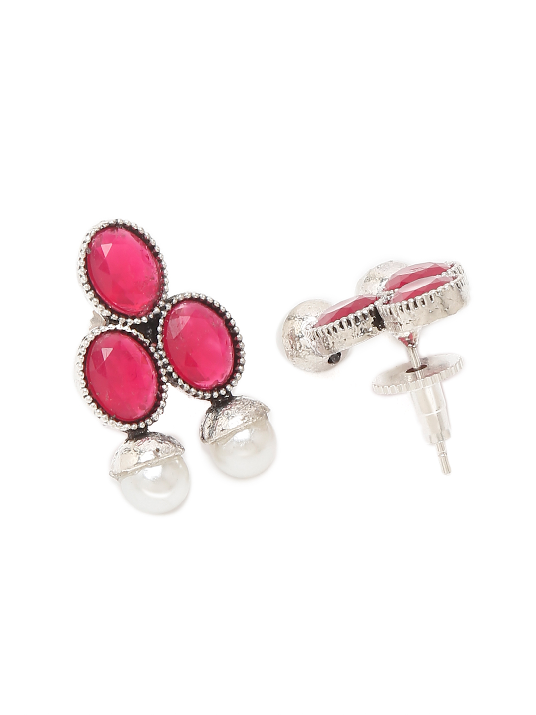YouBella Jewellery Set for Women Oxidised Silver TradItional Necklace Jewellery Set with Earrings for Girls and Women (Pink)