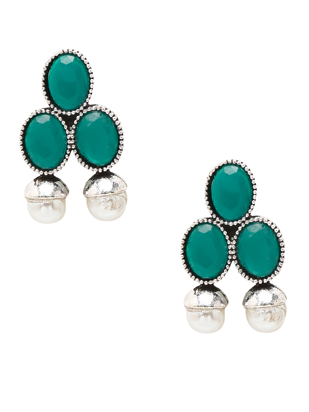 YouBella Jewellery Set for Women Oxidised Silver TradItional Necklace Jewellery Set with Earrings for Girls and Women (Green)