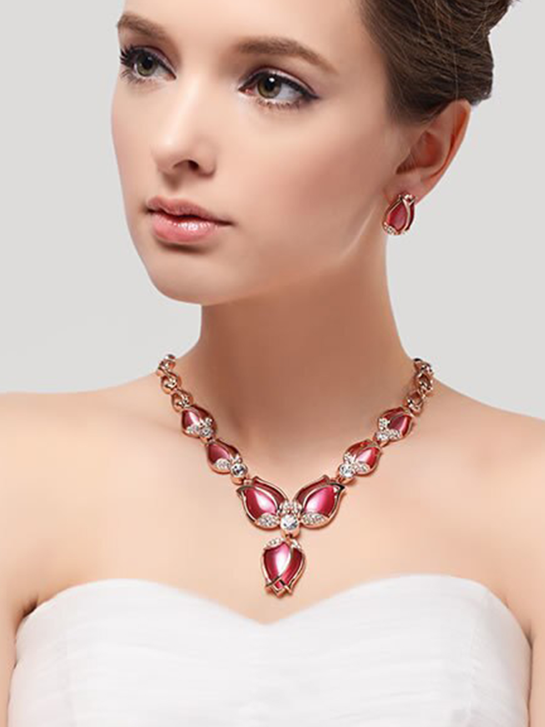 YouBella Jewellery Set for Women Gold Plated Necklace Jewellery Set with Earrings for Girls and Women (YBNK_50576) (Pink)