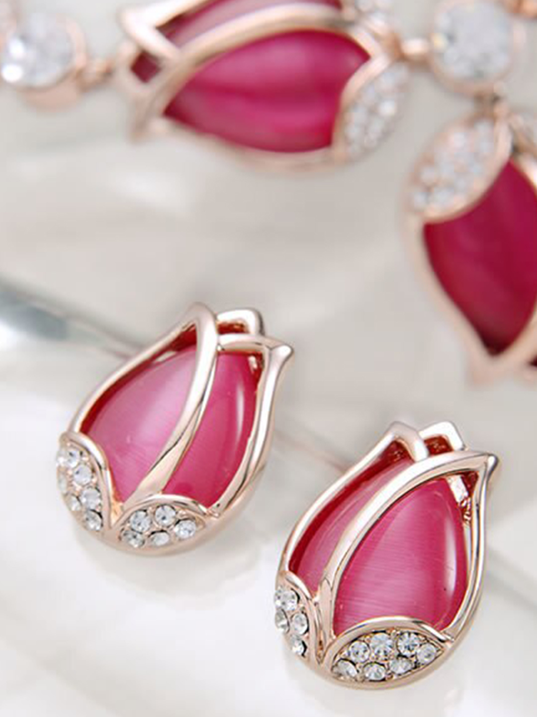 YouBella Jewellery Set for Women Gold Plated Necklace Jewellery Set with Earrings for Girls and Women (YBNK_50576) (Pink)
