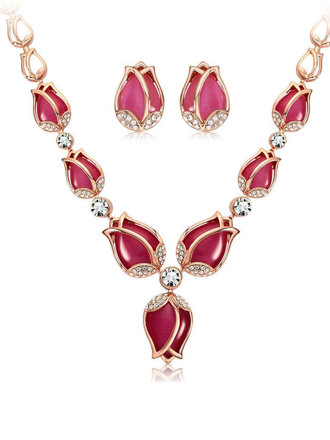 YouBella Jewellery Set for Women Gold Plated Necklace Jewellery Set with Earrings for Girls and Women (YBNK_50576) (Pink)