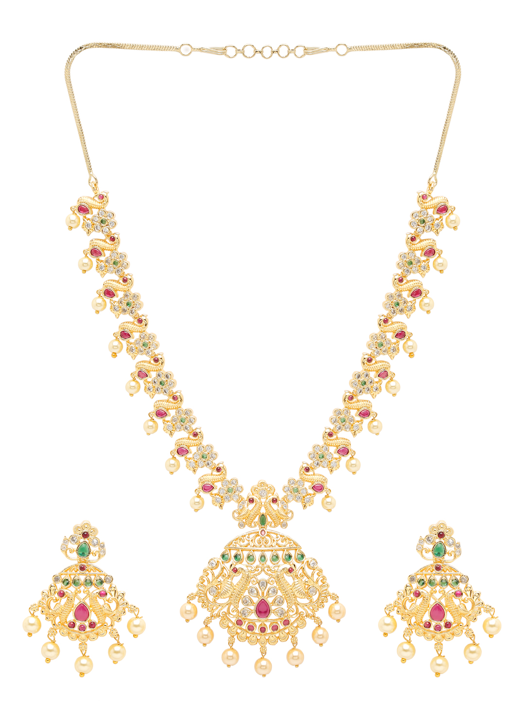 YouBella Jewellery for Women Celebrity Inspired Gold Plated Necklace Jewellery Set with Earrings for Women and Girls (YBNK_50581) (Gold)