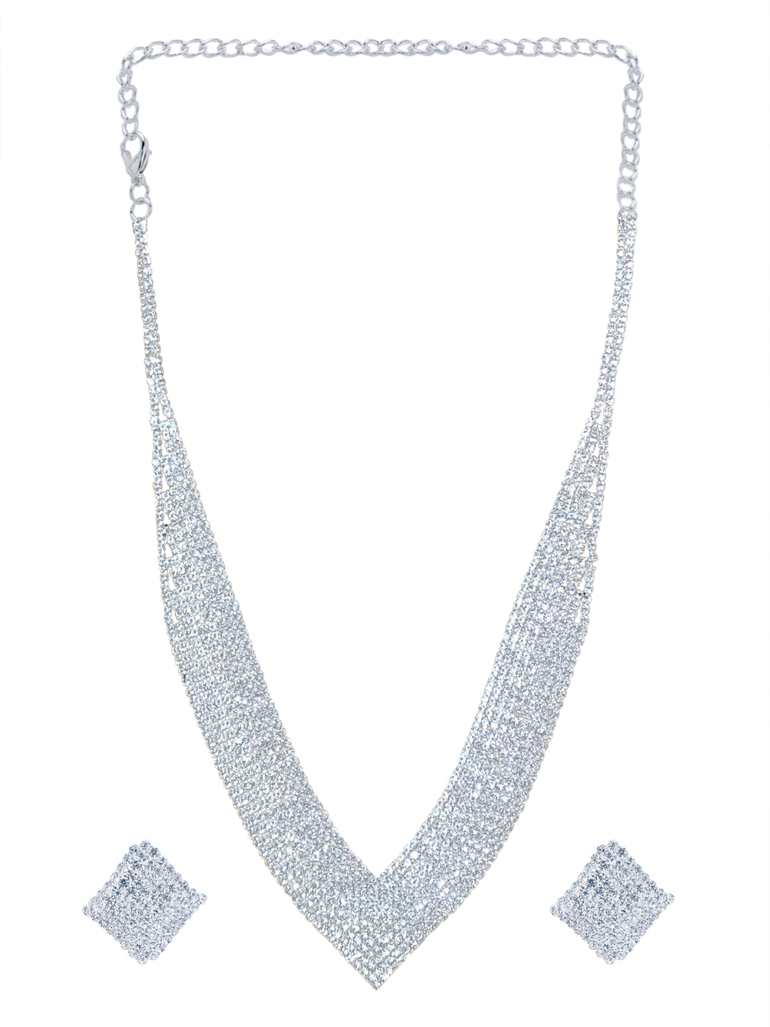 YouBella Jewellery for Women Celebrity Inspired Gold Plated Necklace Jewellery Set with Earrings for Women and Girls (YBNK_50583) (Silver)