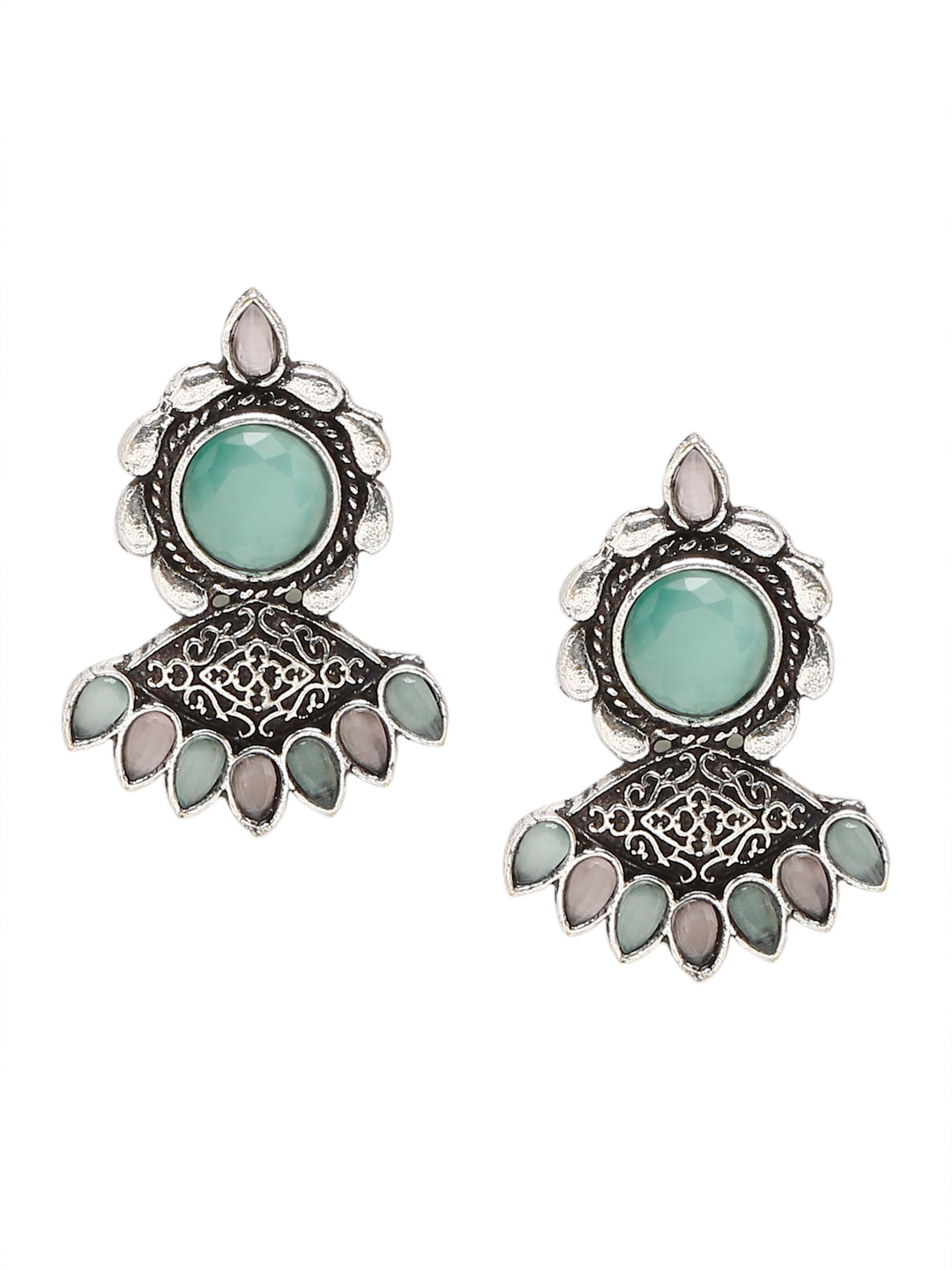 YouBella Jewellery for Women Celebrity Inspired Oxidised Silver Necklace Jewellery Set with Earrings for Women and Girls (Multi) (YBNK_50597)