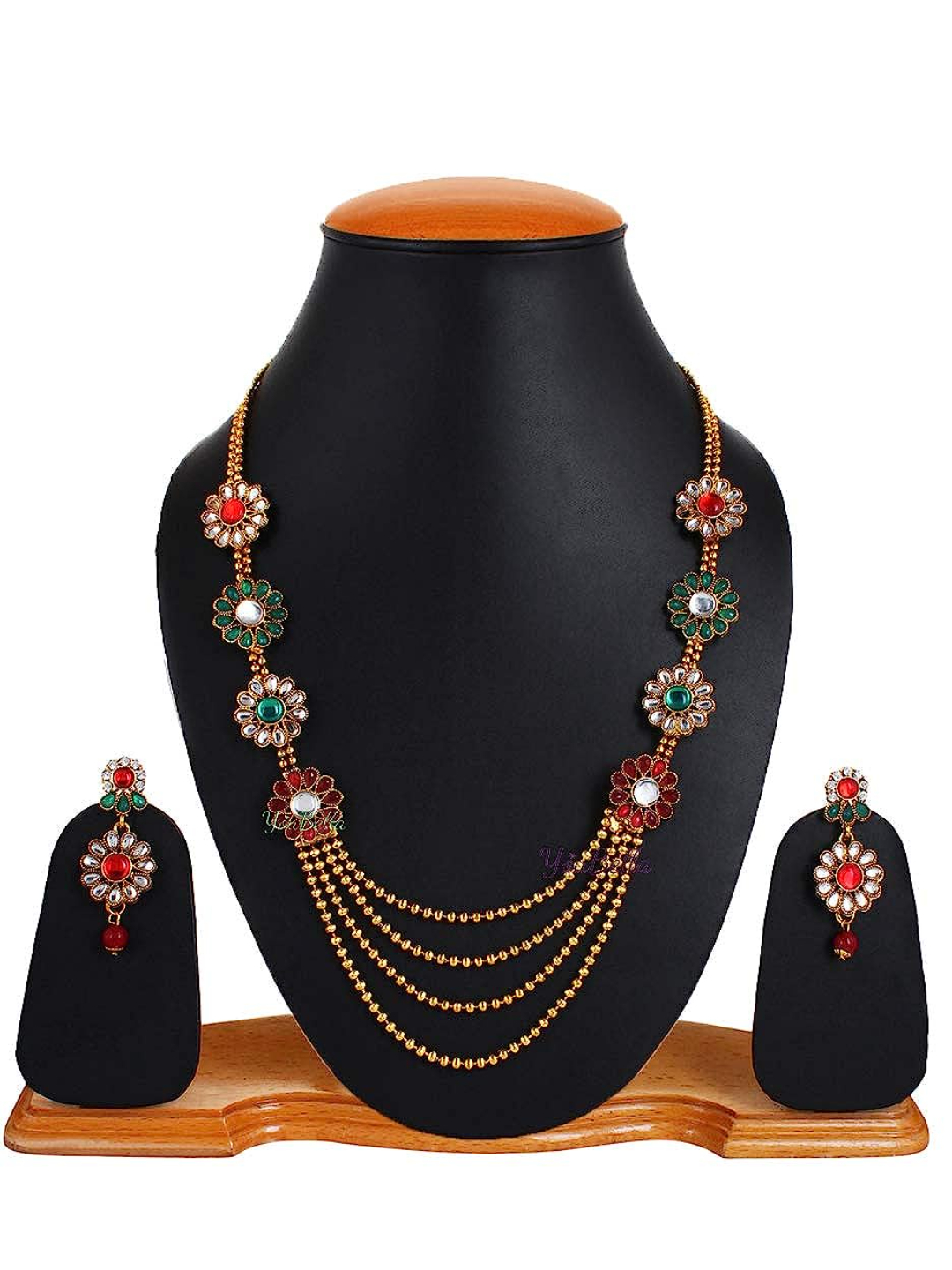 YouBella Gold Alloy Antique Kundan Traditional Necklace Set with Earrings for Women