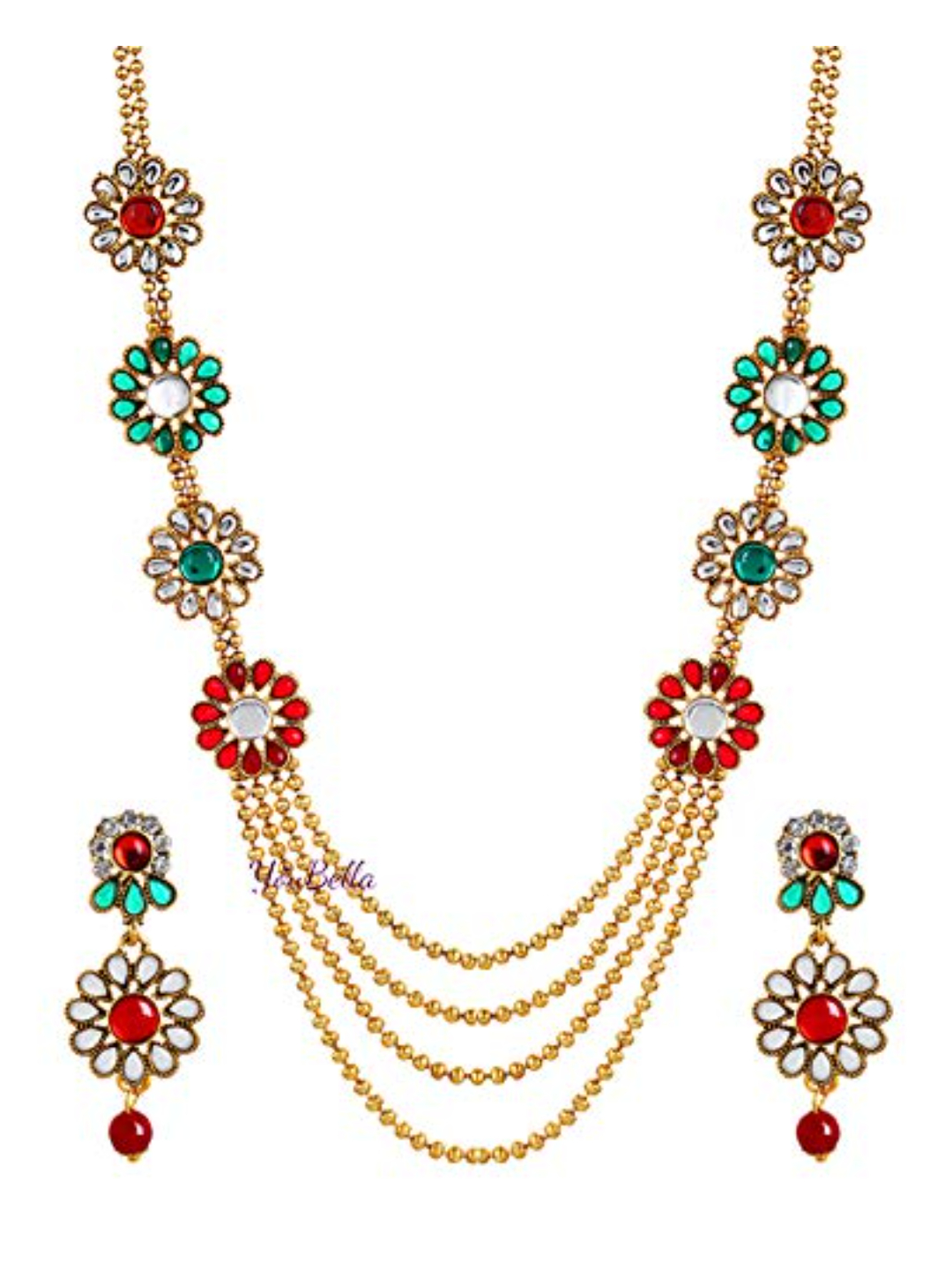 YouBella Gold Alloy Antique Kundan Traditional Necklace Set with Earrings for Women