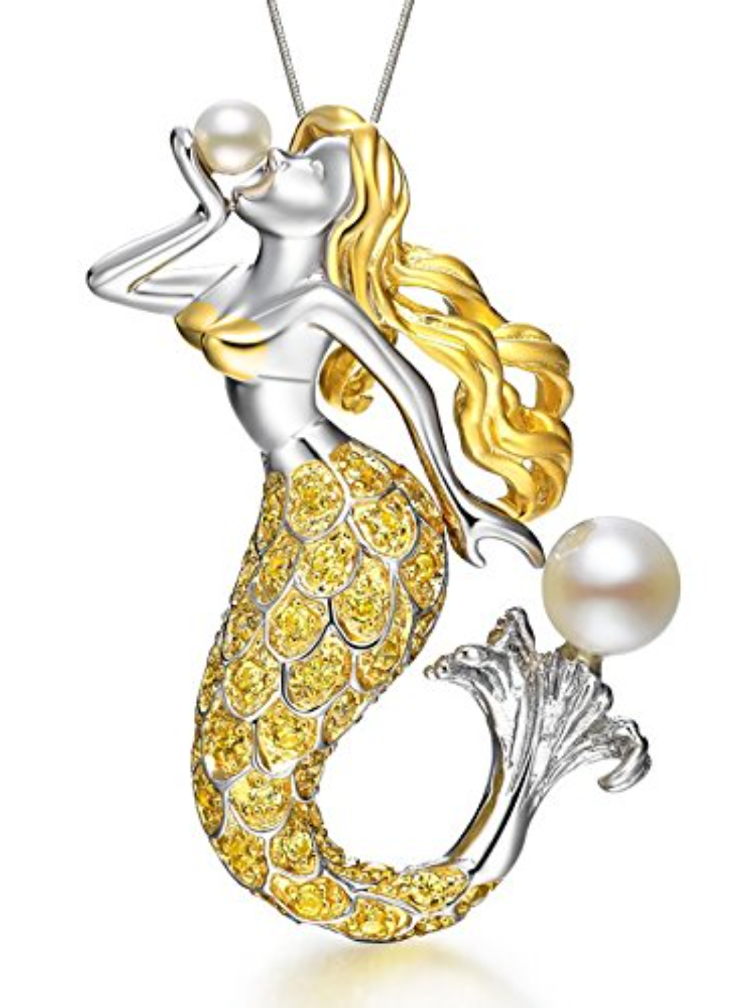 Valentine Gifts : YouBella Jewellery Zircon Studded Designer Mermaid Pendant Necklace Jewellery for Girls/Women