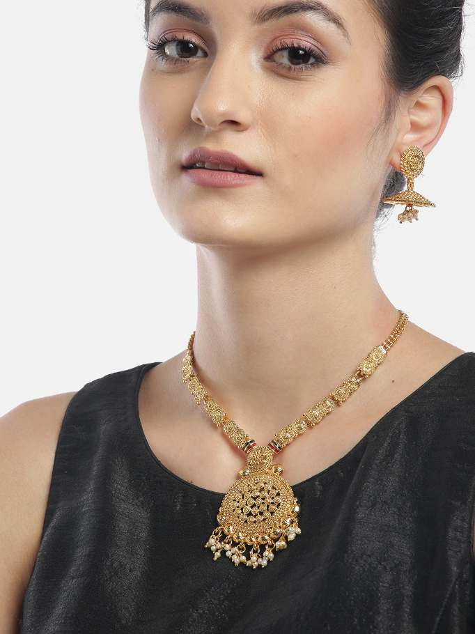 YouBella Gold-Plated Beaded Jewellery Set