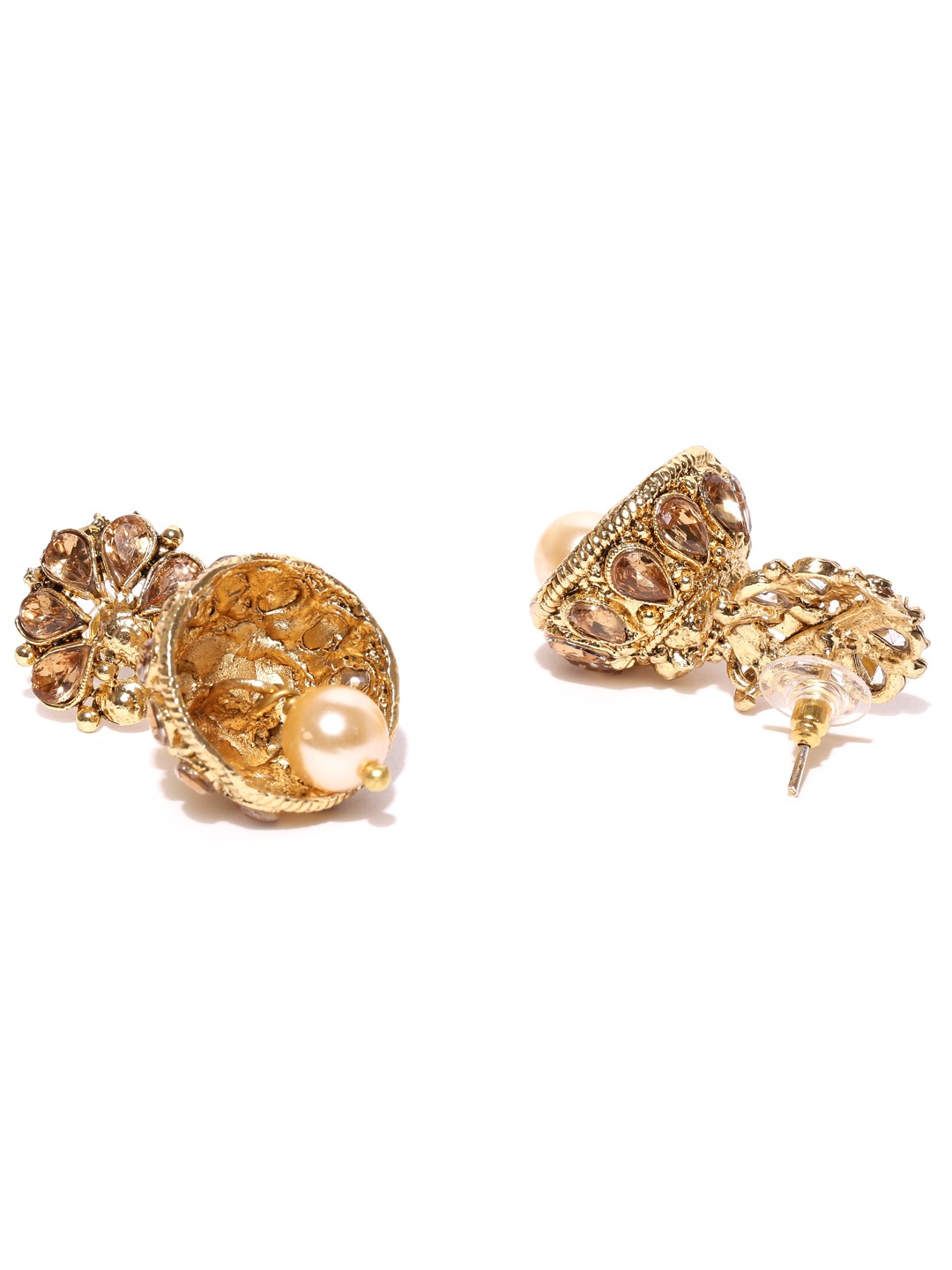 YouBella Women FashionsGold-Plated Cream Stone-Studded Jewellery Set