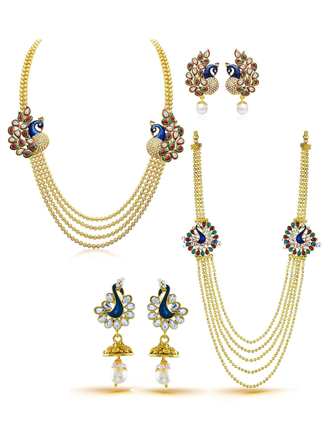 YouBella Jewellery Gold Plated Combo of Two Traditional Necklace Set for Women Jewellery Set with Earrings for Girls/Women