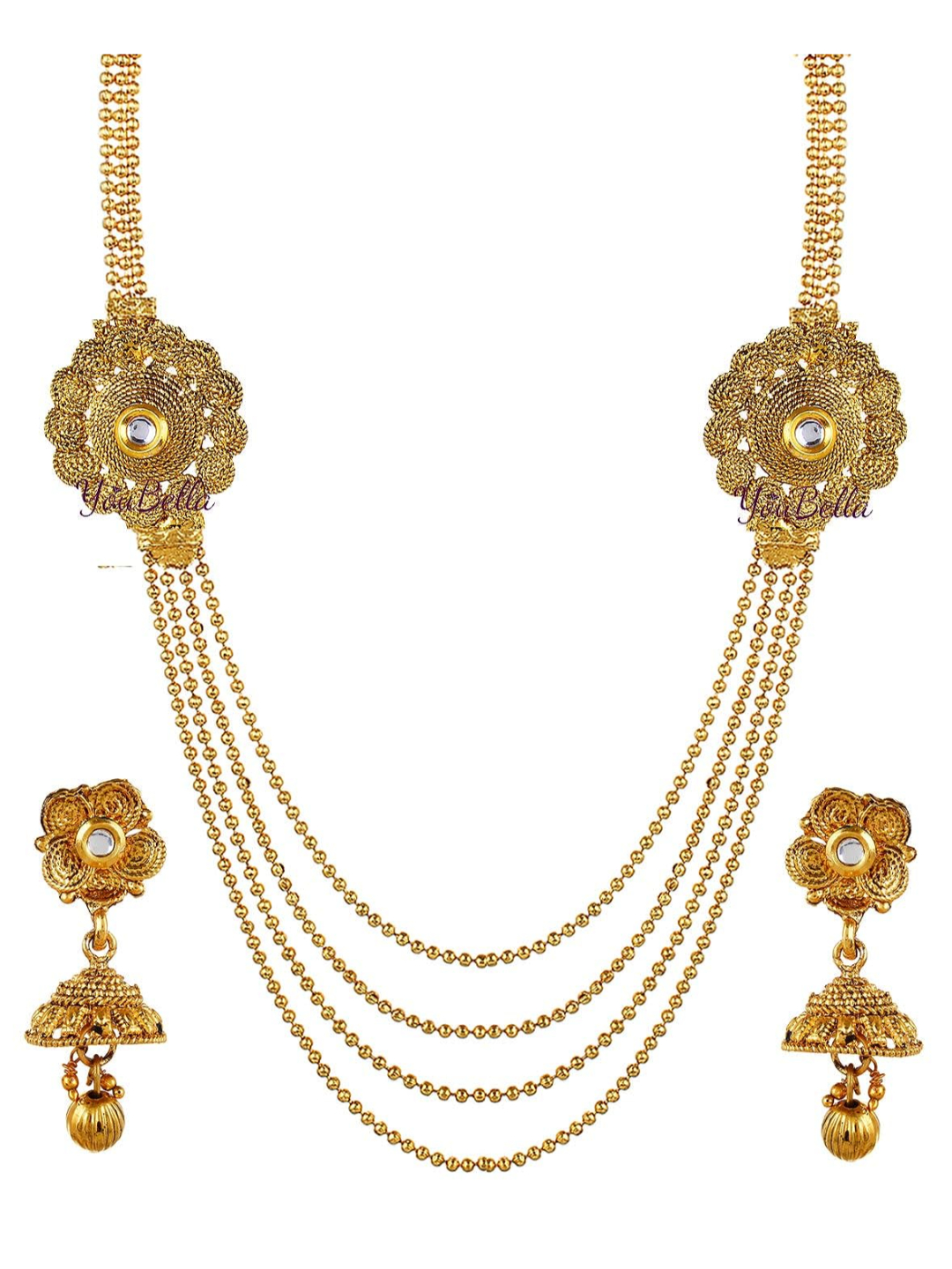 YouBella Jewellery Gold Plated Combo of Two Traditional Necklace Set for Women Jewellery Set with Earrings for Girls/Women