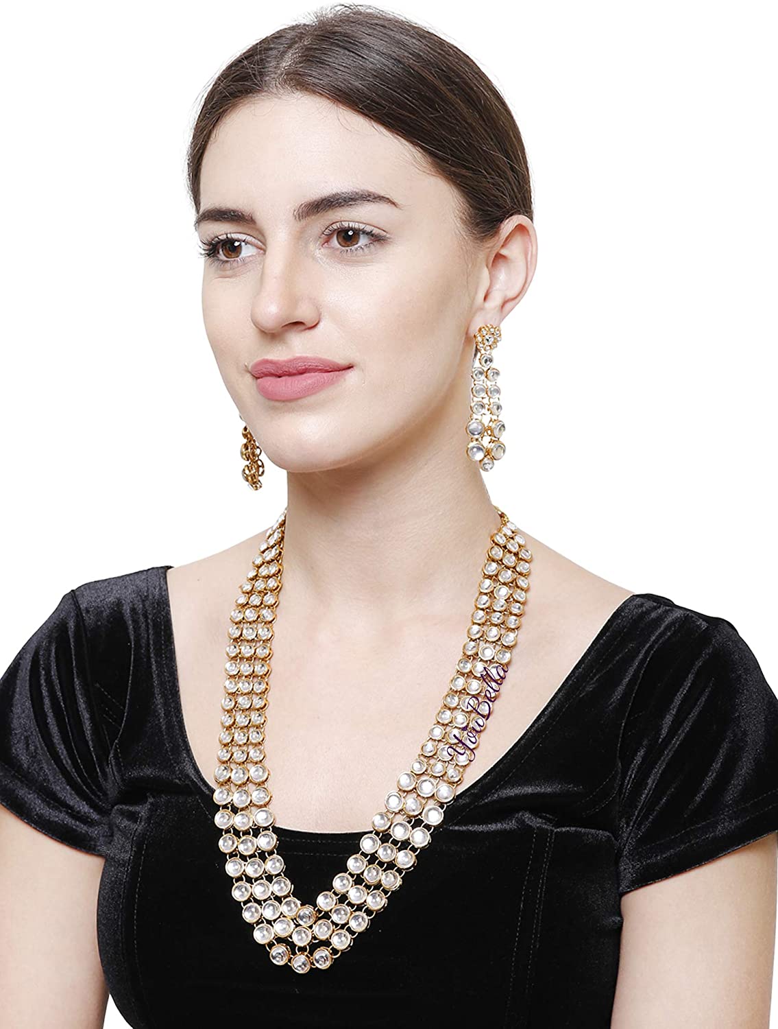 YouBella Stylish Latest Traditional Jewellery Gold Plated Jewellery Set for Women (Golden)(YBNK_5426A)