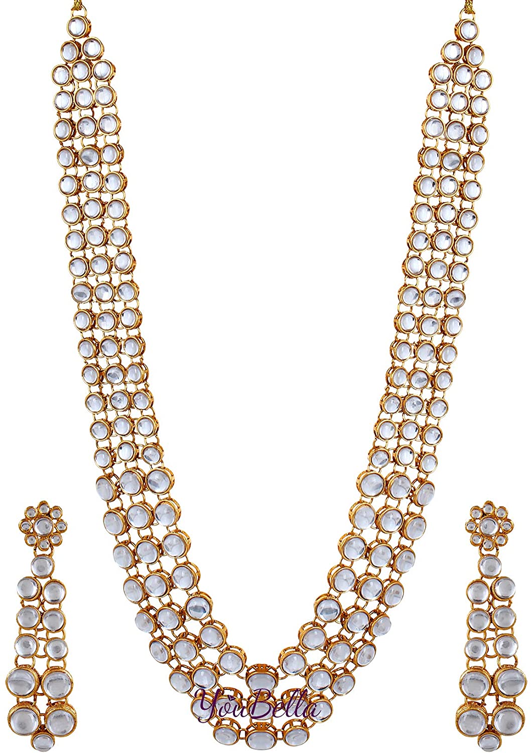 YouBella Stylish Latest Traditional Jewellery Gold Plated Jewellery Set for Women (Golden)(YBNK_5426A)