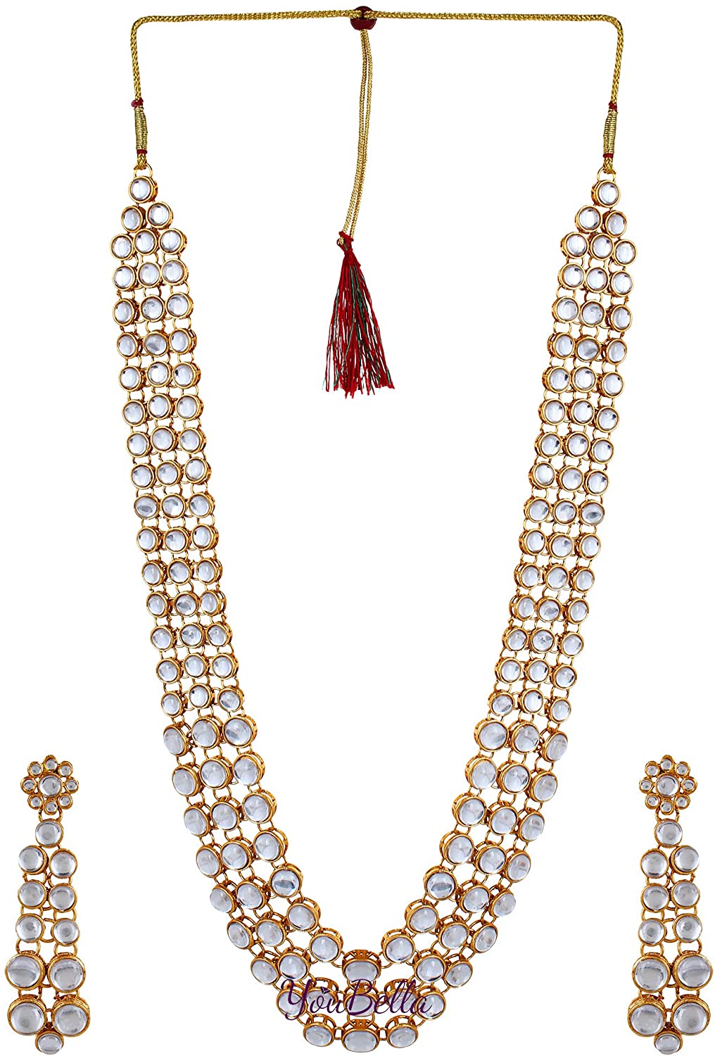 YouBella Stylish Latest Traditional Jewellery Gold Plated Jewellery Set for Women (Golden)(YBNK_5426A)