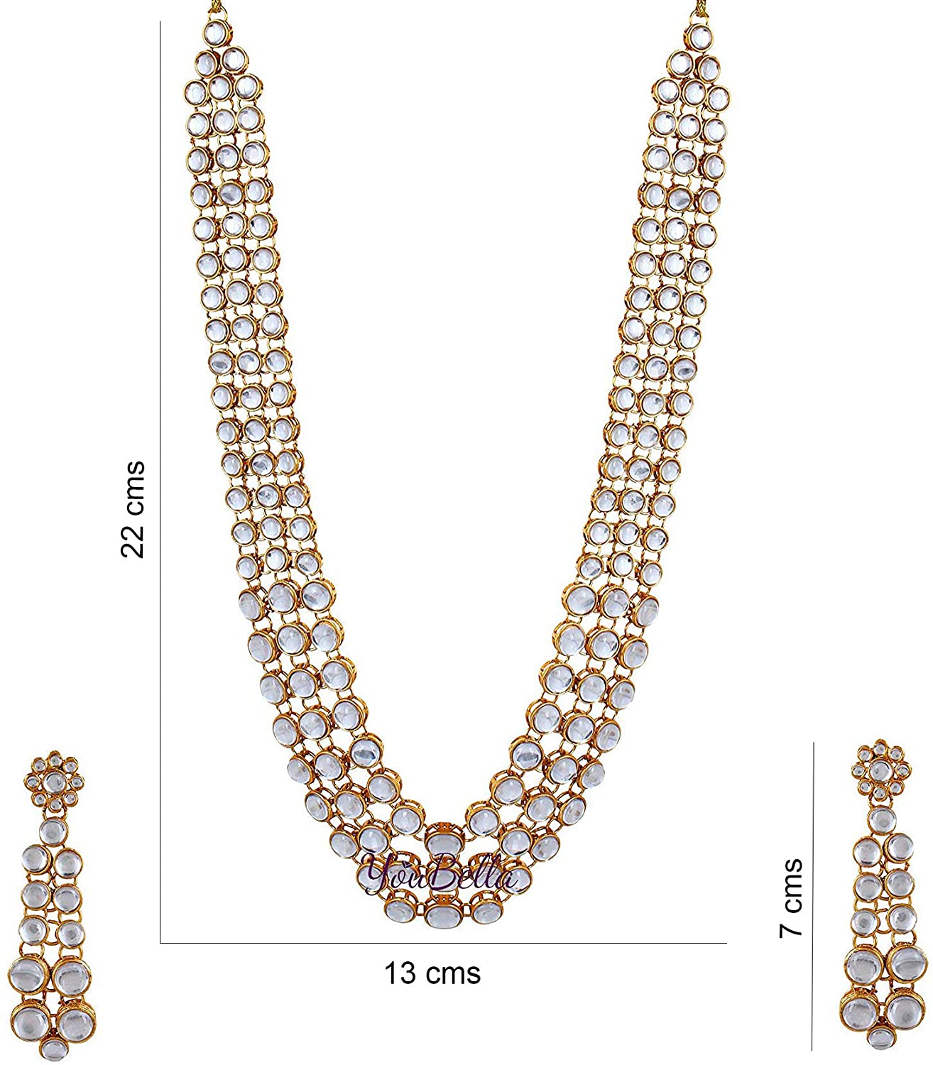 YouBella Stylish Latest Traditional Jewellery Gold Plated Jewellery Set for Women (Golden)(YBNK_5426A)