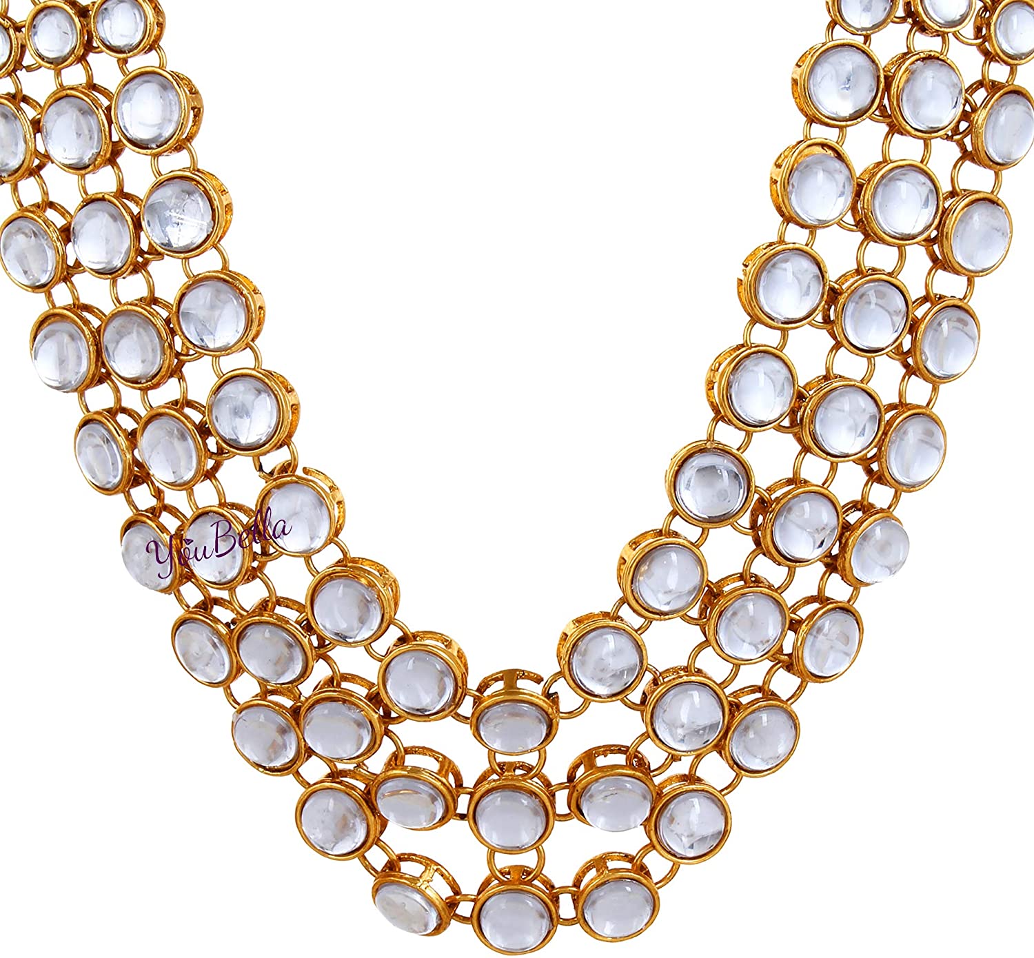 YouBella Stylish Latest Traditional Jewellery Gold Plated Jewellery Set for Women (Golden)(YBNK_5426A)