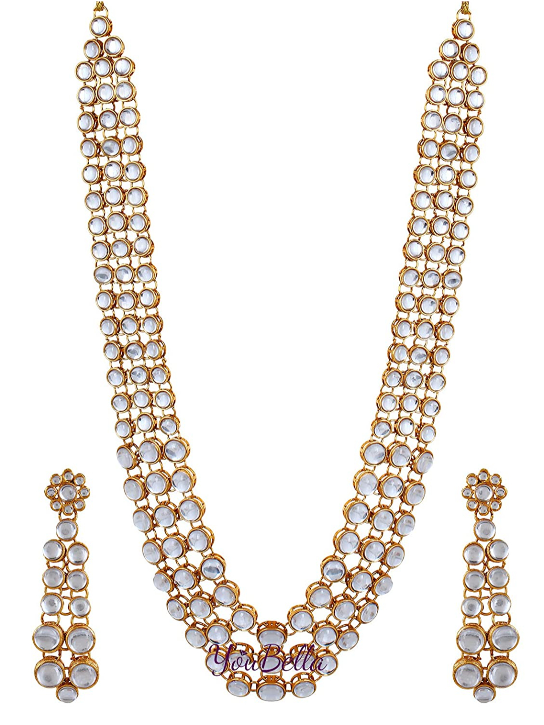 YouBella Stylish Latest Traditional Jewellery Gold Plated Jewellery Set for Women (Golden)(YBNK_5426A)
