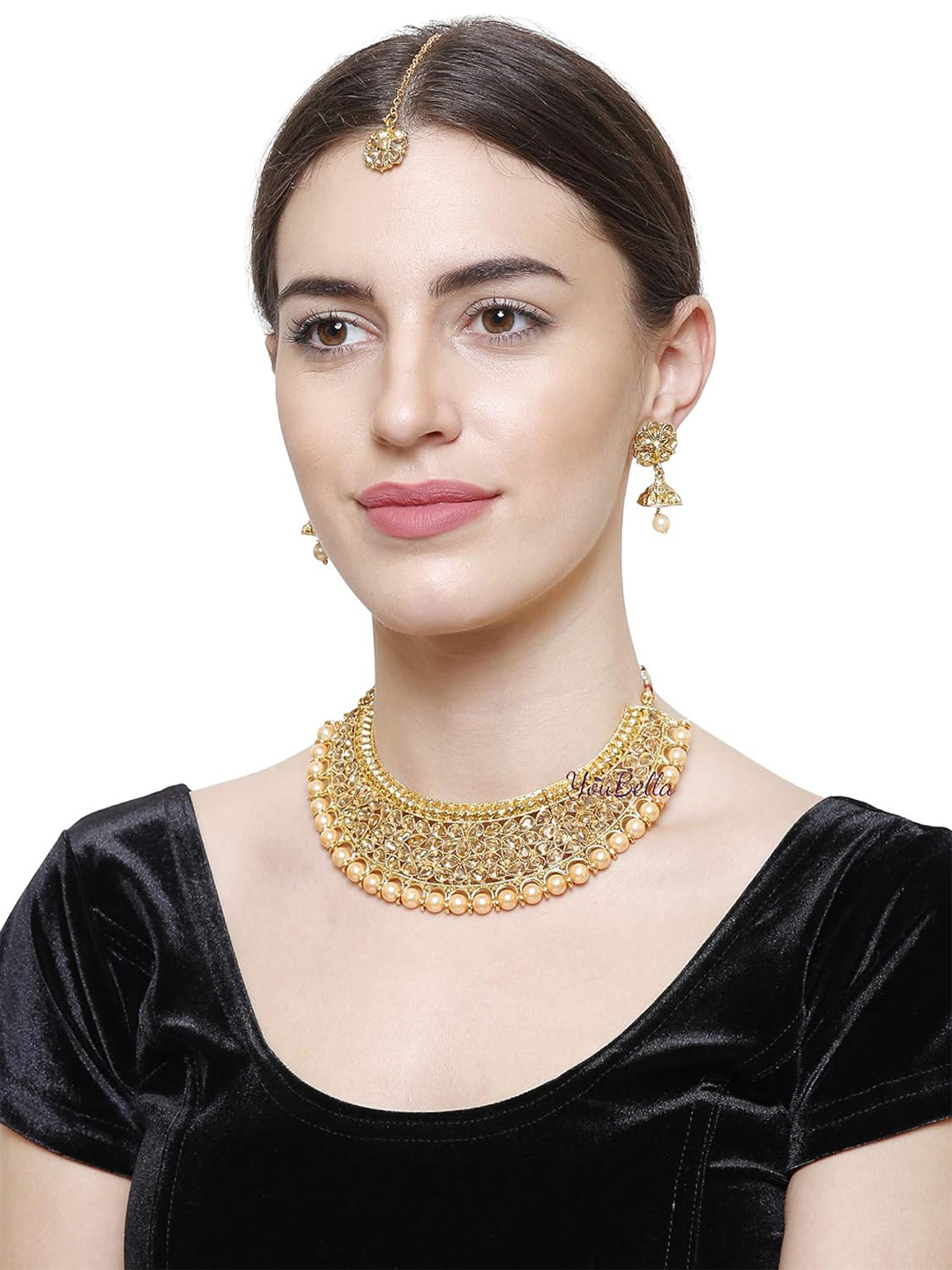 YouBella Multicoloured Oxidised Silver-Plated Textured Pom-Pom Necklace