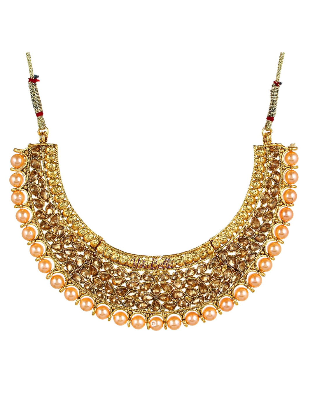 YouBella Multicoloured Oxidised Silver-Plated Textured Pom-Pom Necklace
