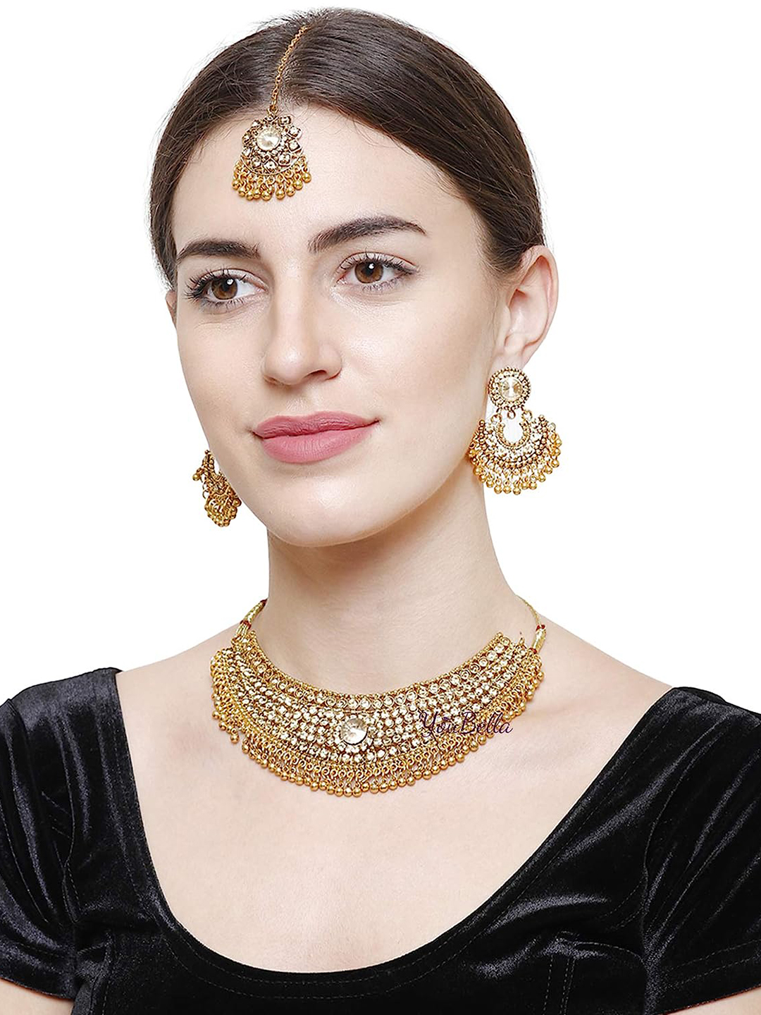 Youbella Gold Plated Necklace Jewellery Set With Earrings For Girls/Women (Choker3)