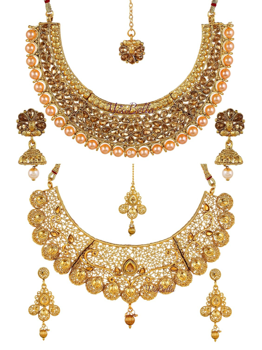 YouBella Gold Plated Alloy Combo of 2 Necklace Set for Women