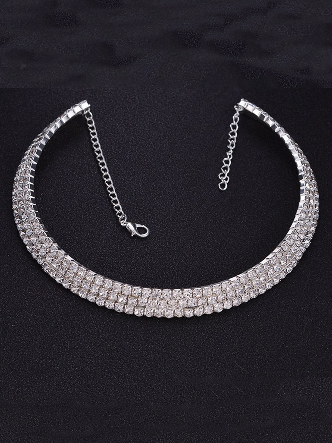 YouBella Stylish Latest Traditional Jewellery Silver Plated Choker Necklace for Women (White)(YBNK_5501)