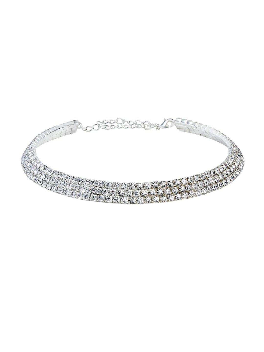 YouBella Stylish Latest Traditional Jewellery Silver Plated Choker Necklace for Women (White)(YBNK_5501)