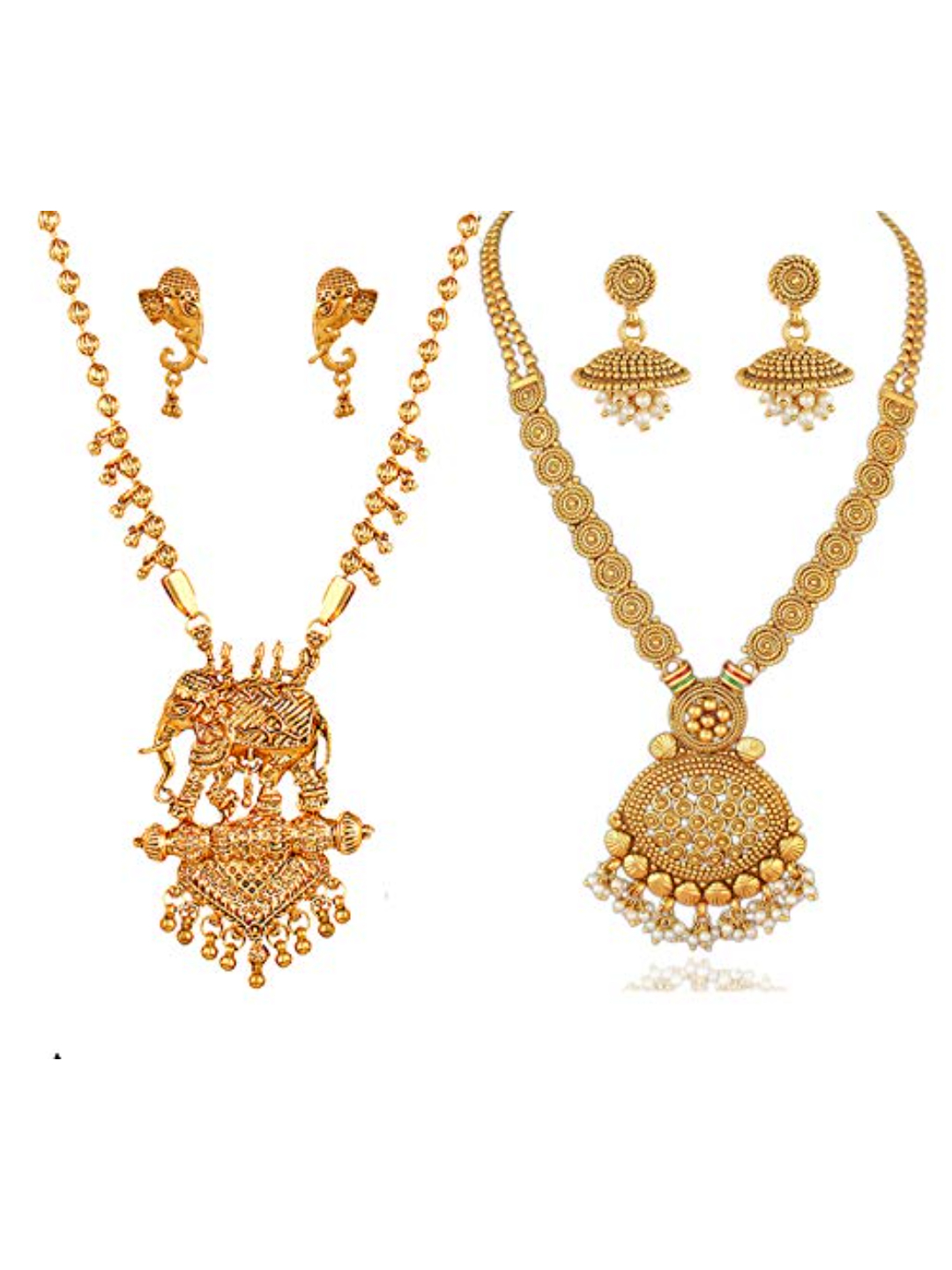 YouBella Jewellery Sets for Women Gold Plated Necklace Jewellery Set with Earrings for Girls/Women (Spiral and Bahubali Combo)
