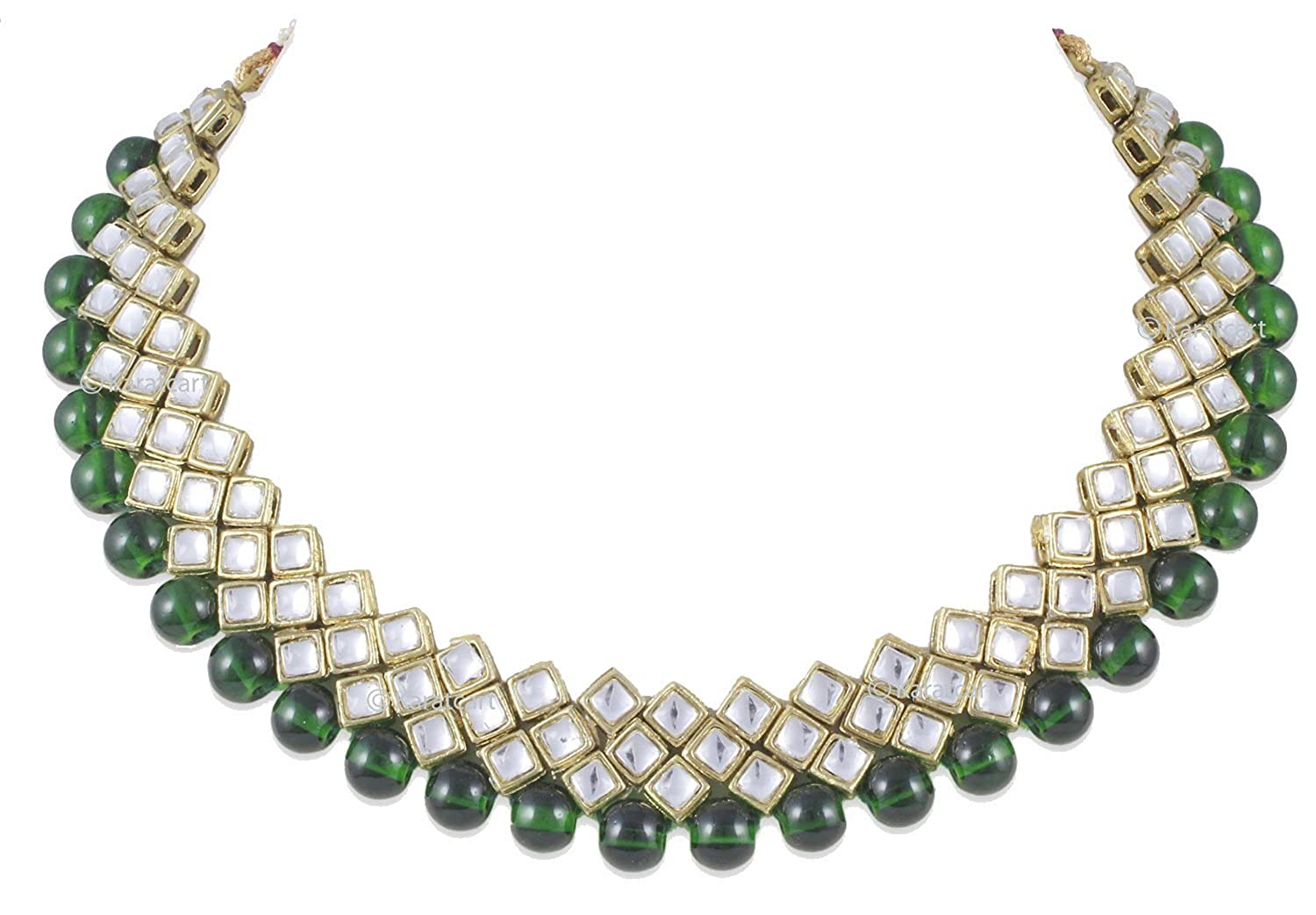 YouBella Jewellery Sets for Women Gold Plated Kundan Necklace Jewellery Set with Earrings for Girls/Wome (Green)