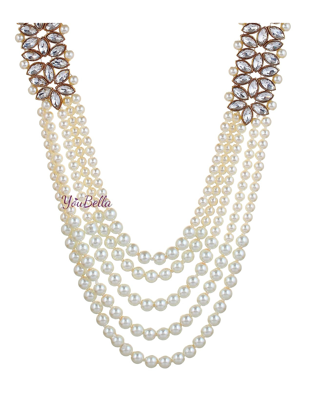 YouBella Stylish Latest Traditional Jewellery Pearl Jewellery Set for Women (White)(YBNK_5523)