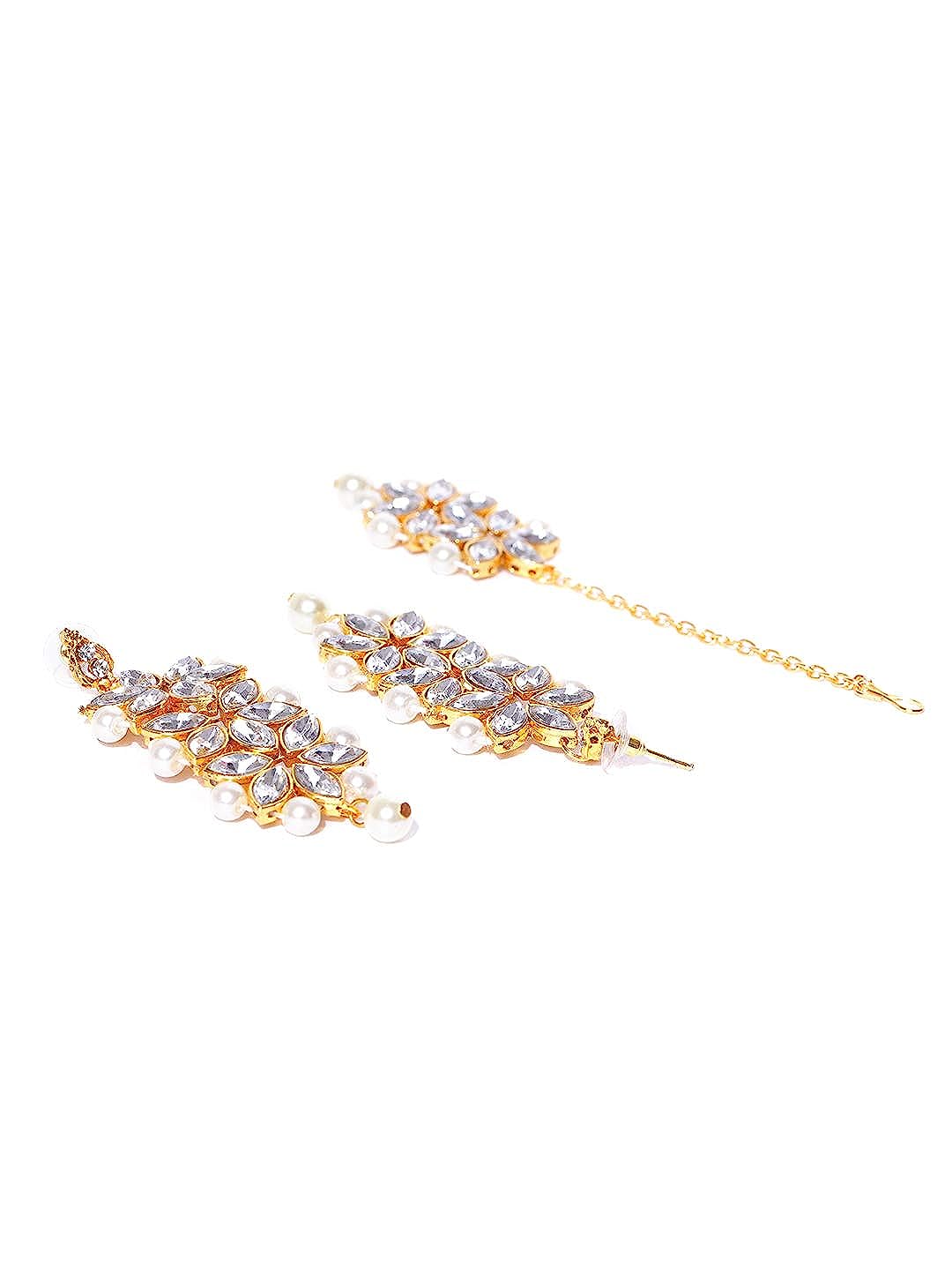 YouBella Stylish Latest Traditional Jewellery Pearl Jewellery Set for Women (White)(YBNK_5524)