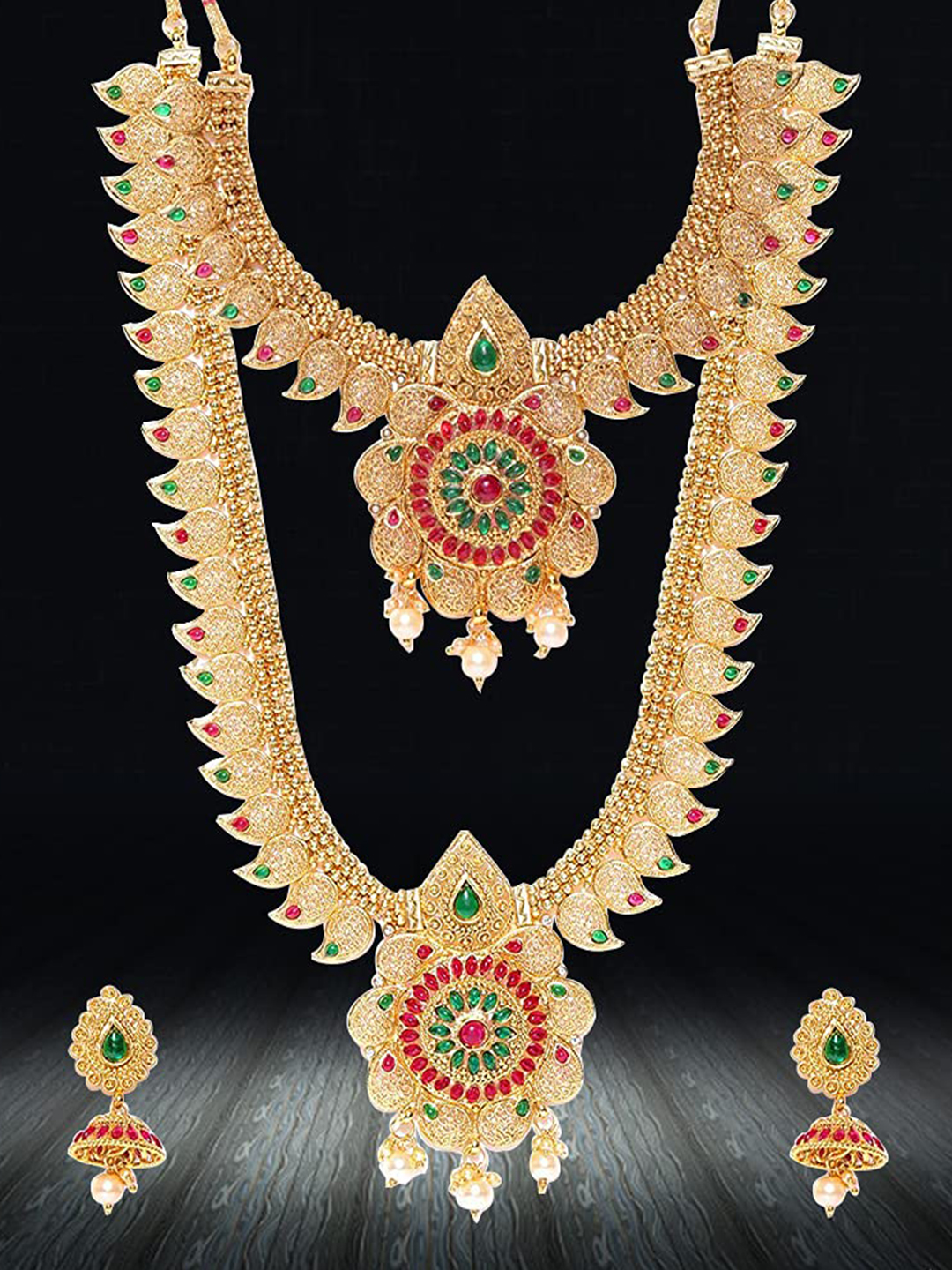 YouBella Stylish Latest Traditional Jewellery Gold Plated Jewellery Set for Women (Golden)(YBNK_5525)