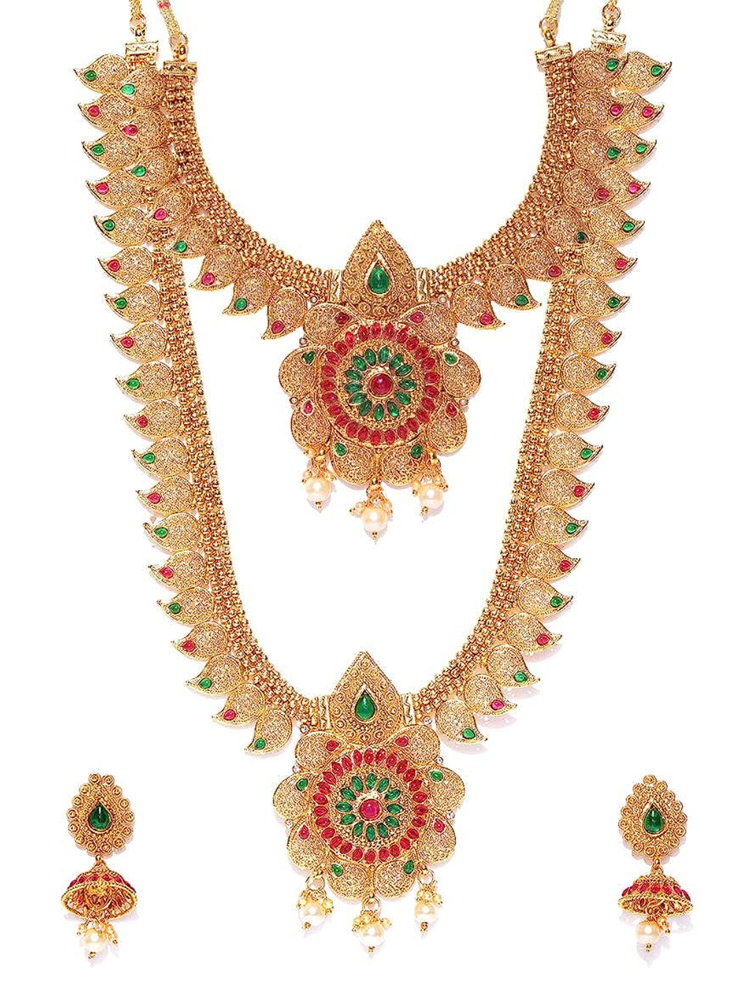YouBella Stylish Latest Traditional Jewellery Gold Plated Jewellery Set for Women (Golden)(YBNK_5525)