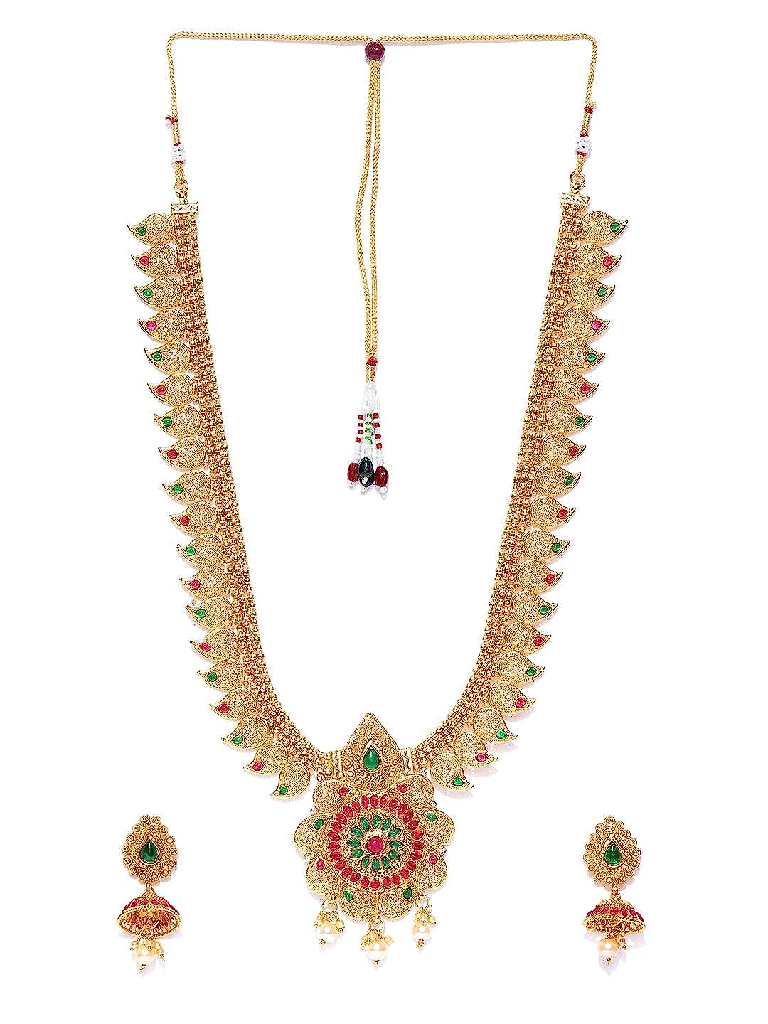 YouBella Stylish Latest Traditional Jewellery Gold Plated Jewellery Set for Women (Golden)(YBNK_5525)