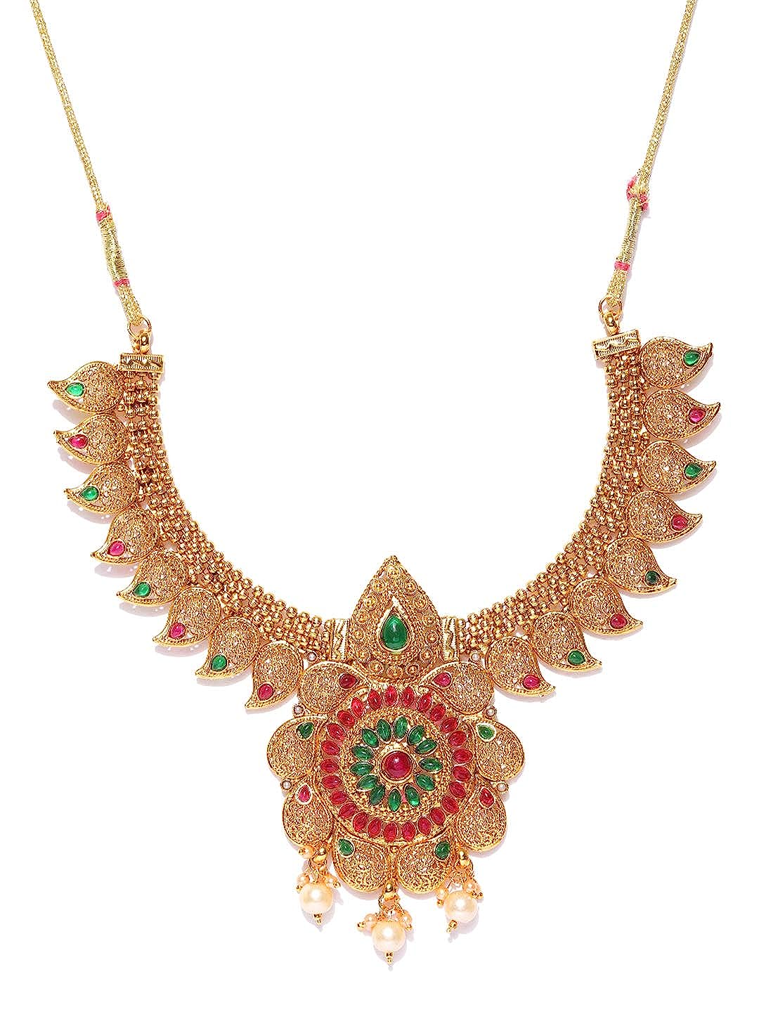 YouBella Stylish Latest Traditional Jewellery Gold Plated Jewellery Set for Women (Golden)(YBNK_5525)