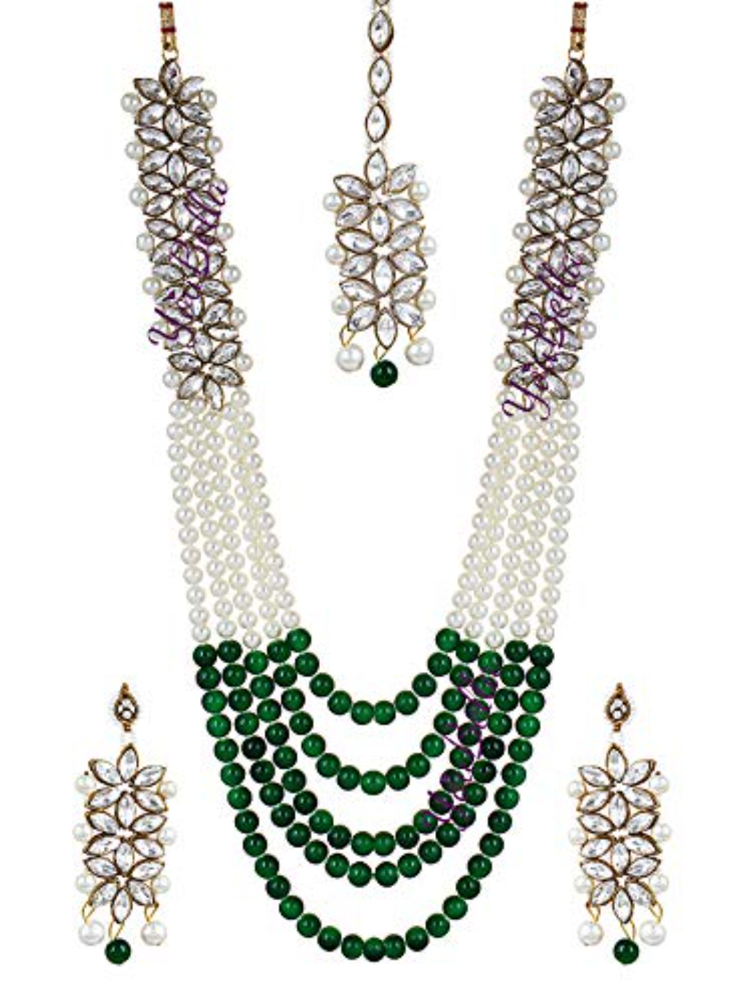YouBella Jewellery Sets for Women Gold Plated Wedding Bridal Necklace Jewellery Set with Earrings for Girls/Women (Green)
