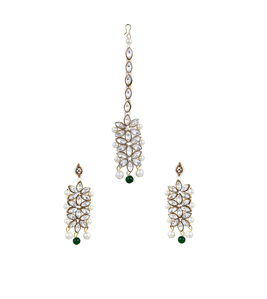 YouBella Jewellery Sets for Women Gold Plated Wedding Bridal Necklace Jewellery Set with Earrings for Girls/Women (Green)