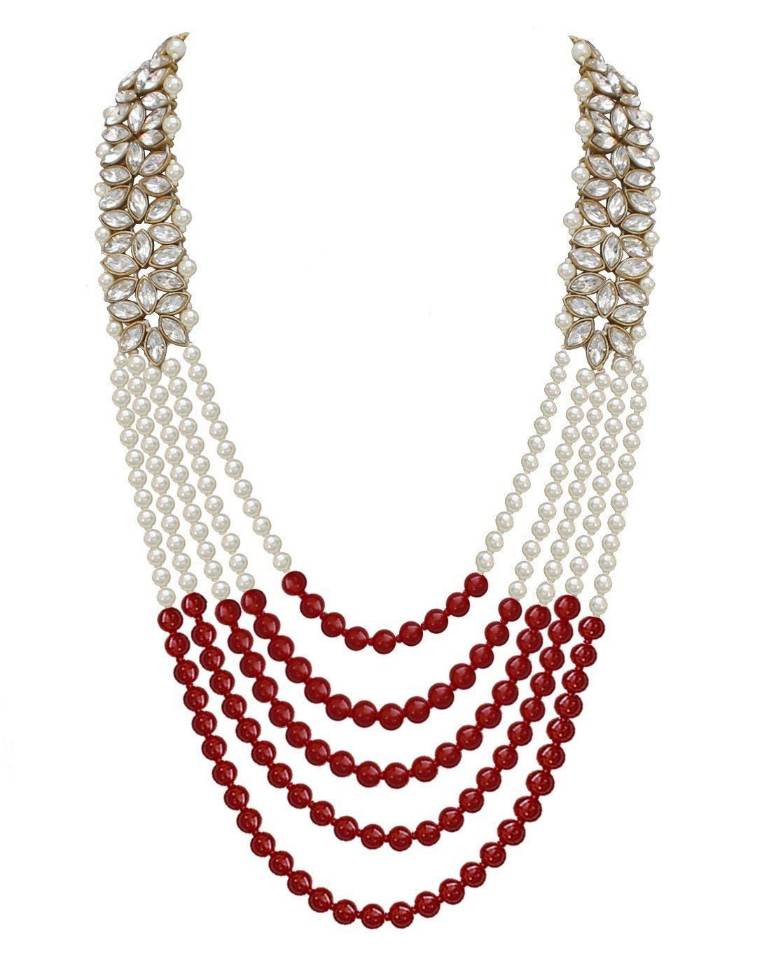 YouBella Jewellery Sets for Women Gold Plated Wedding Bridal Necklace Jewellery Set with Earrings for Girls/Women (Red)