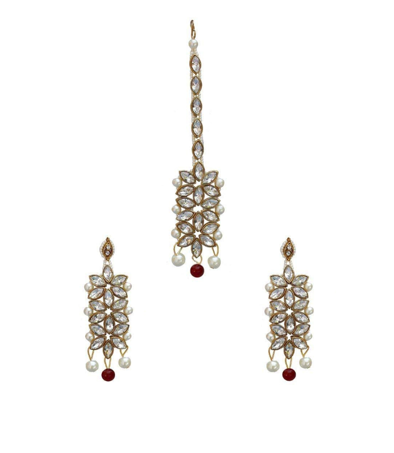 YouBella Jewellery Sets for Women Gold Plated Wedding Bridal Necklace Jewellery Set with Earrings for Girls/Women (Red)