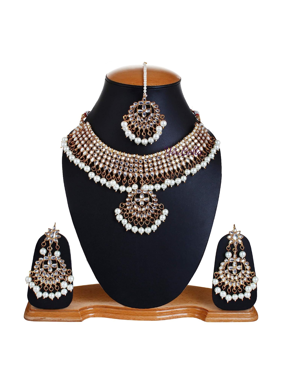 YouBella Stylish Latest Traditional Jewellery Gold Plated and Pearl Jewellery Set for Women (White)(YBNK_5528)