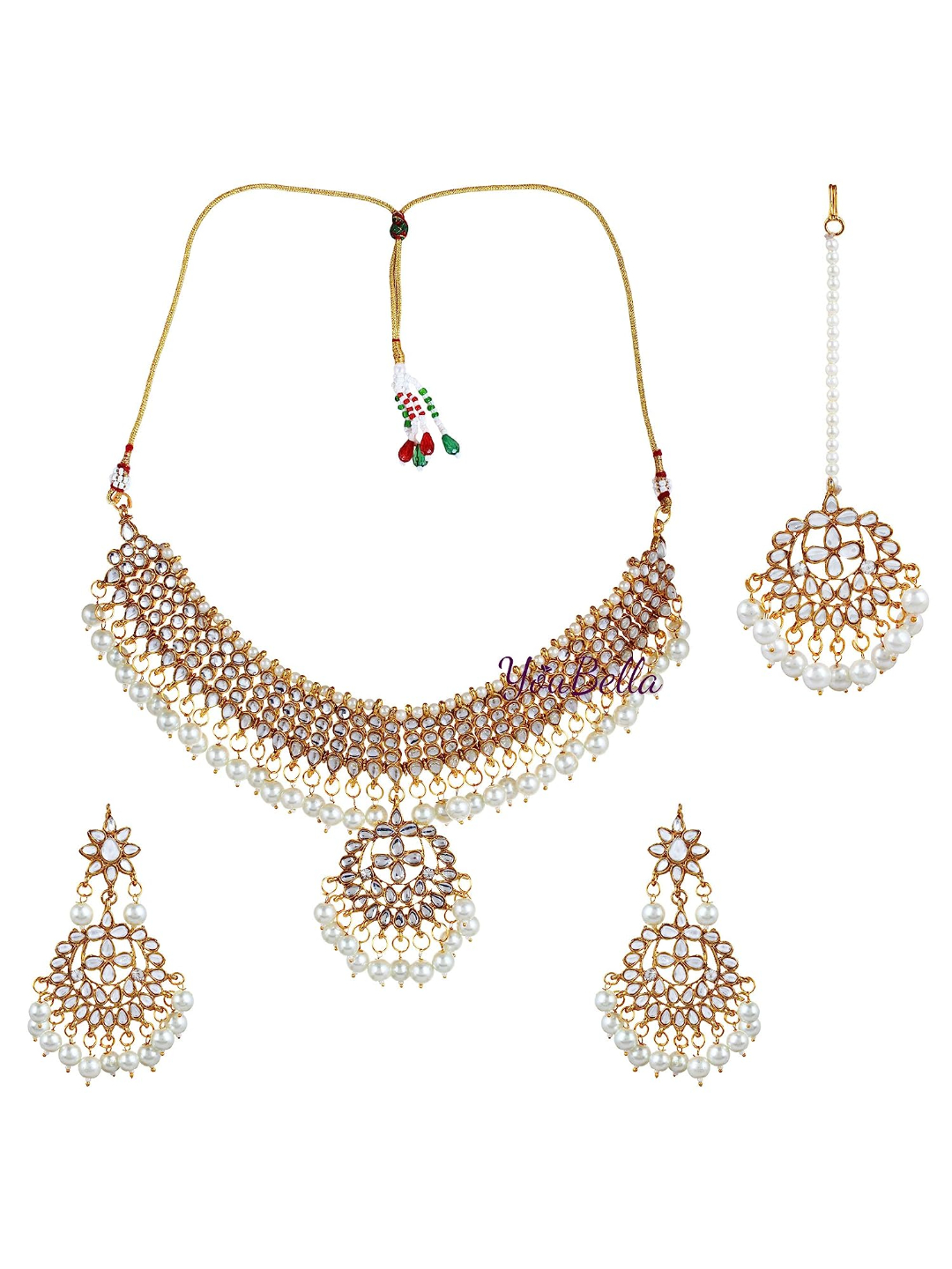 YouBella Stylish Latest Traditional Jewellery Gold Plated and Pearl Jewellery Set for Women (White)(YBNK_5528)