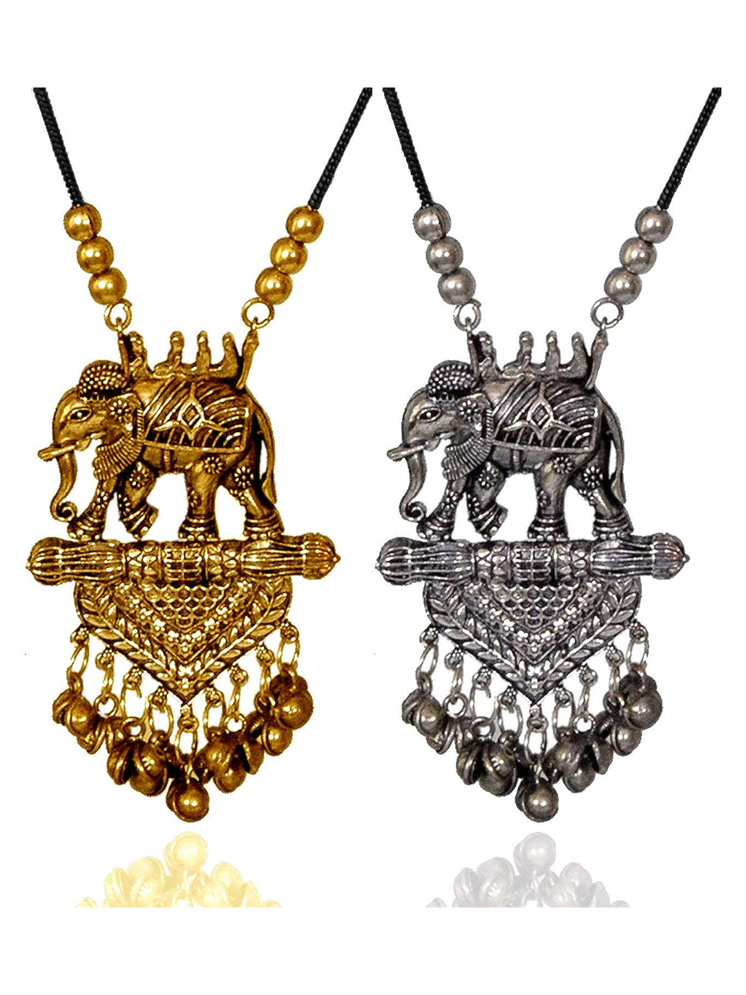 YouBella Jewellery Sets for Women Afghani Boho Bahubali Necklace Jewellery for Girls/Wome (Silver) (Combo)