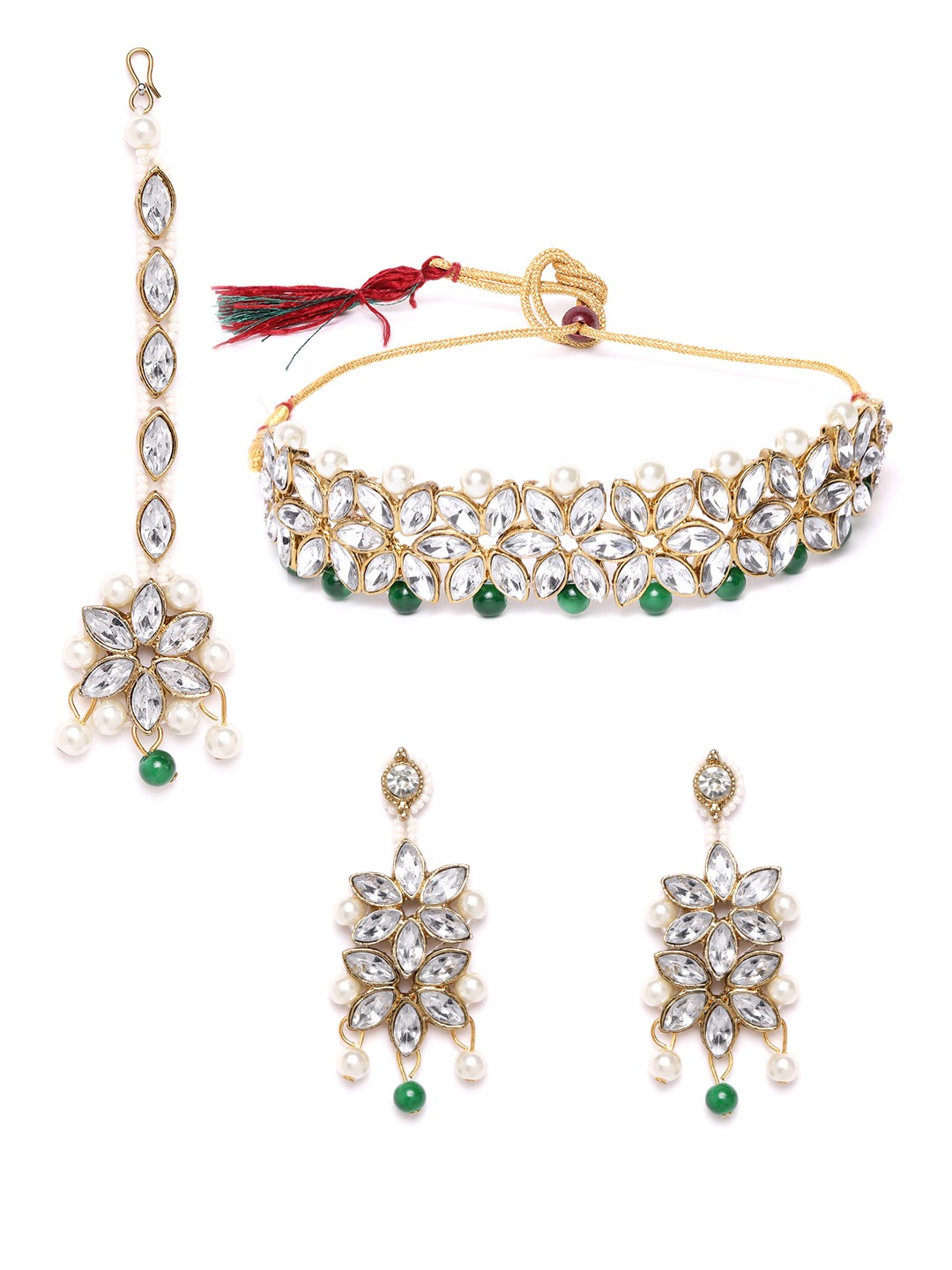 YouBella Jewellery Sets for Women Gold Plated Wedding Bridal Necklace Jewellery Set with Earrings for Girls/Women (Green)