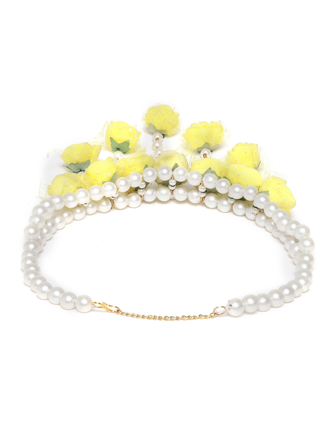 YouBella Stylish Latest Traditional Haldi Jewellery Pearl Jewellery Set for Women (Yellow)(YBNK_5542)